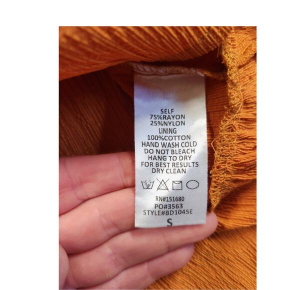 Storia Peasant Shift Dress Size Small Burnt Orange Tunic Shift Bell Sleeve New - Picture 6 of 12